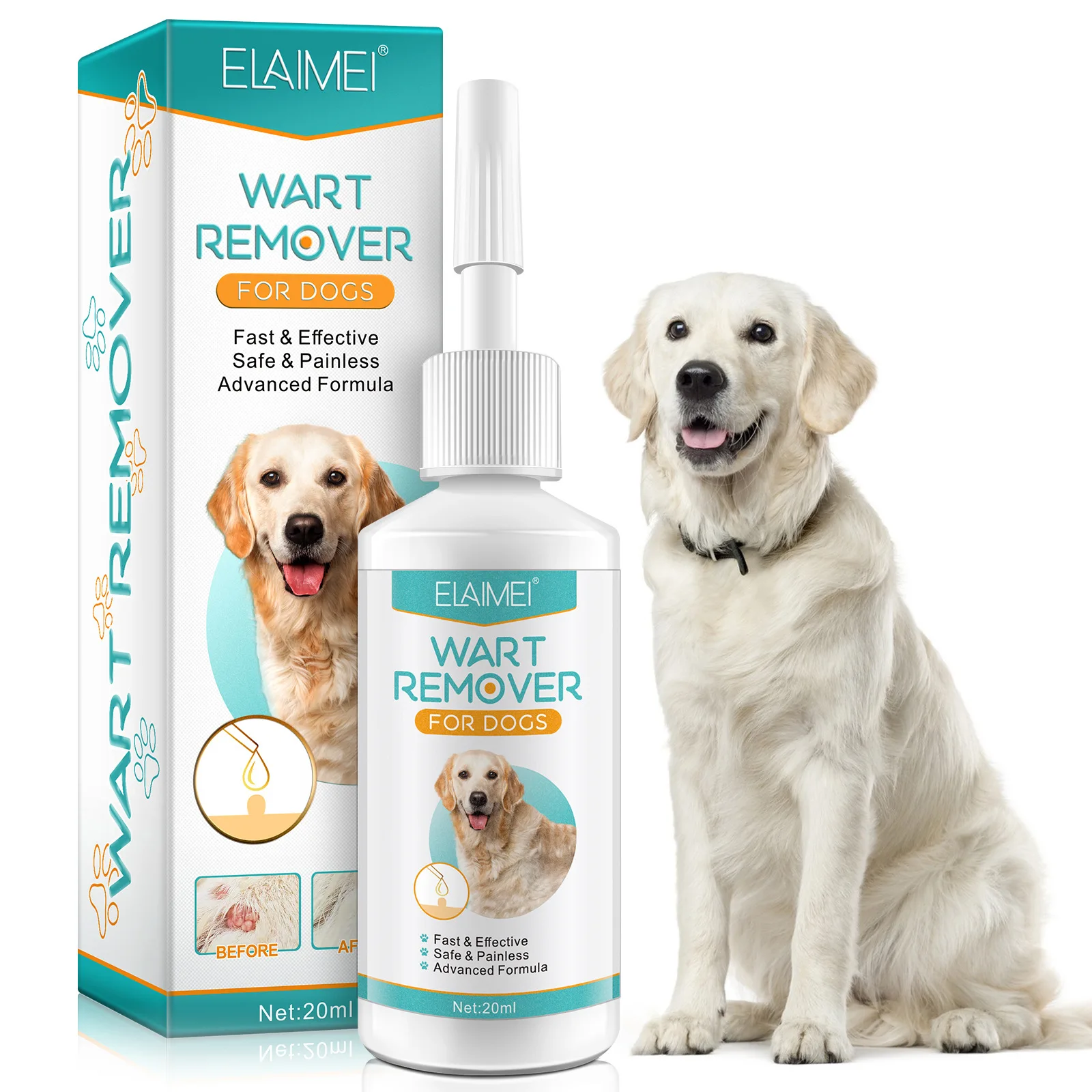 Pet Wart Removal Liquid for Cats and Dogs, designed to remove warts, including pointed and filiform warts.