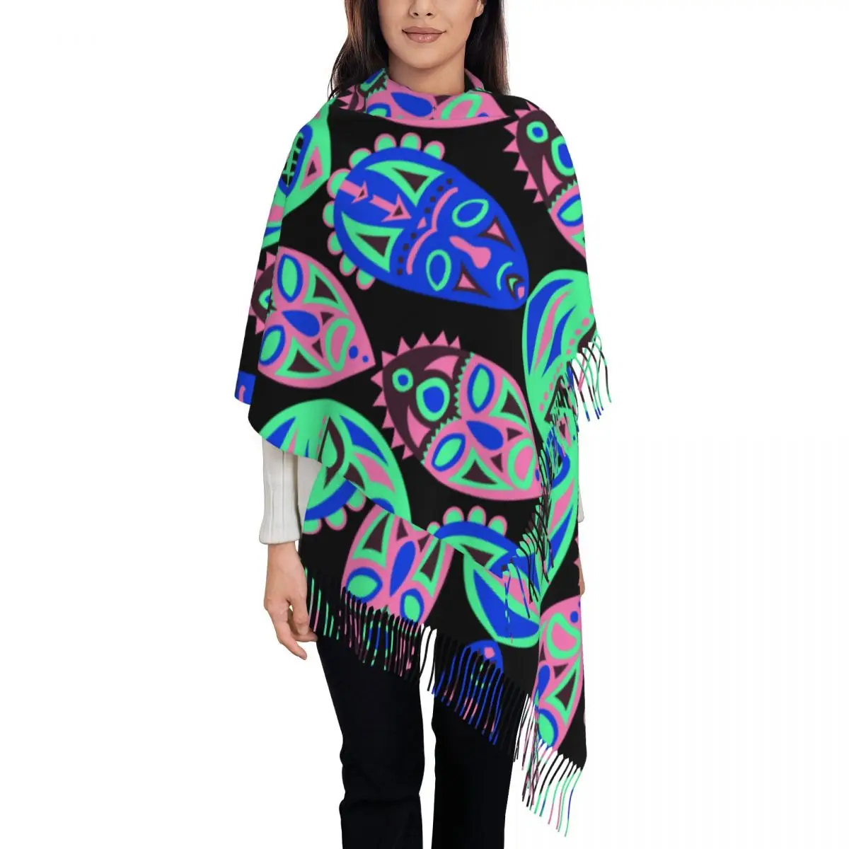 

Color Masks Womens Warm Winter Infinity Scarves Set Blanket Scarf Pure Color