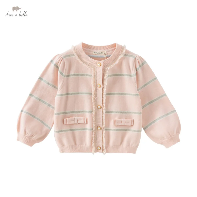 Dave Bella 2025 Spring Girls Baby Children's Sweater Cardigan
