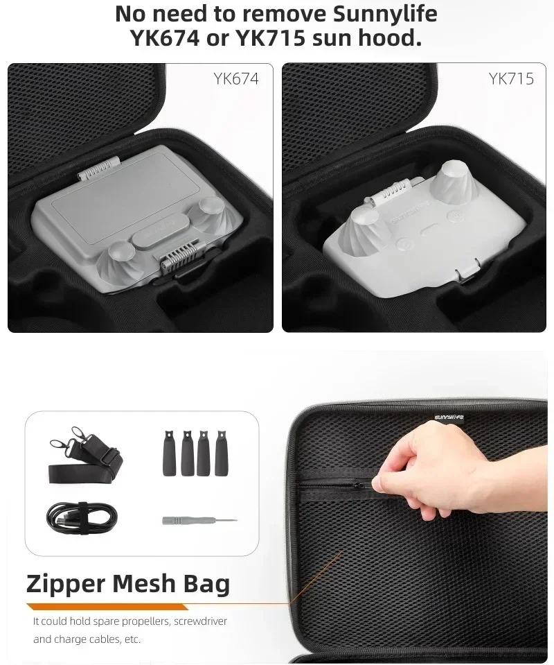 DJI Flip/RC 2/RC N2/N3용 보관 가방 플라이 모어 콤보 휴대용 운반 케이스(어깨끈 포함) 보호용 핸드백 액세서리