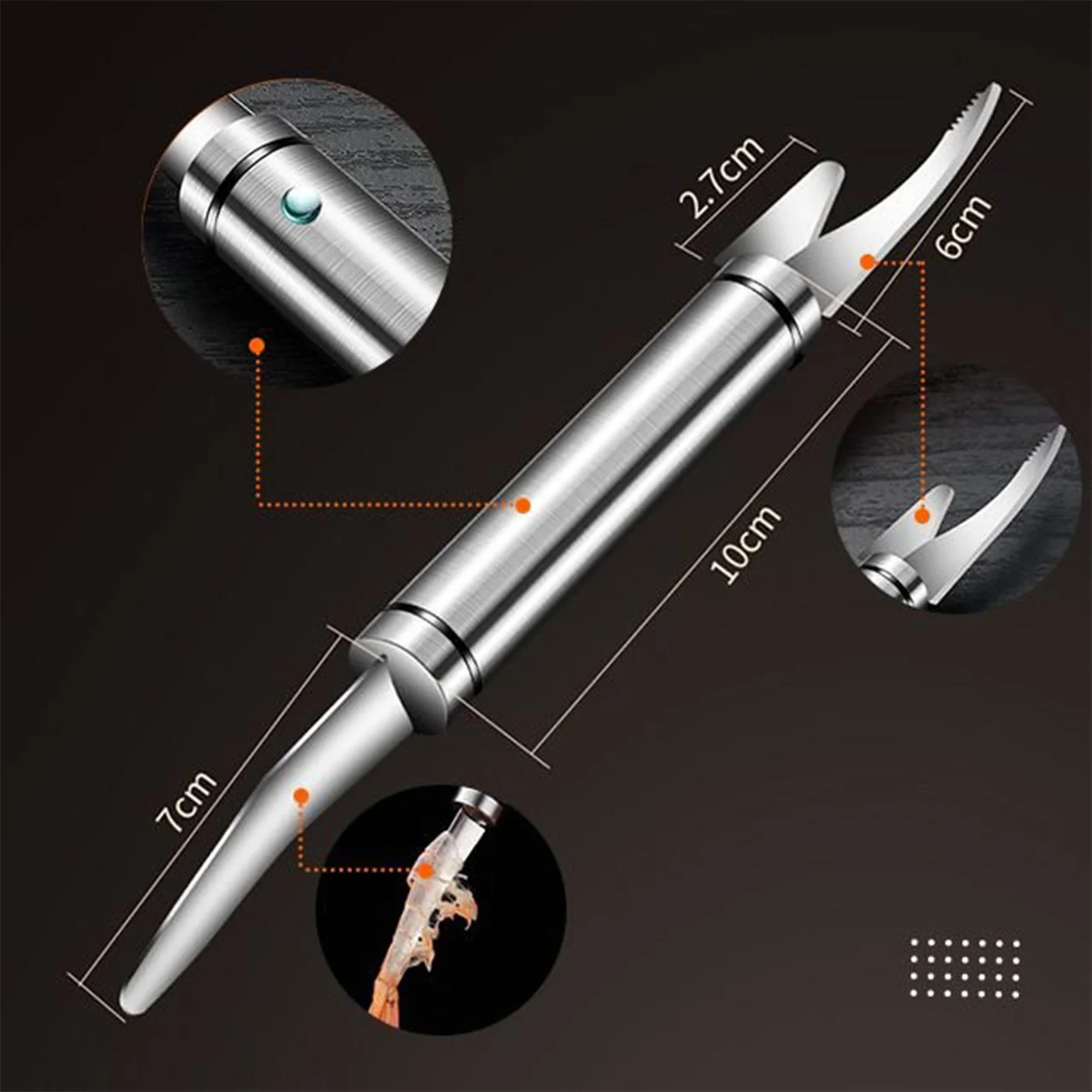 Shrimp Peeler 6 In 1 Multifunctional Fast Stainless Steel Shrimp Line Cutting Scraping Digging Fish Scales Knife Kitchen Tools