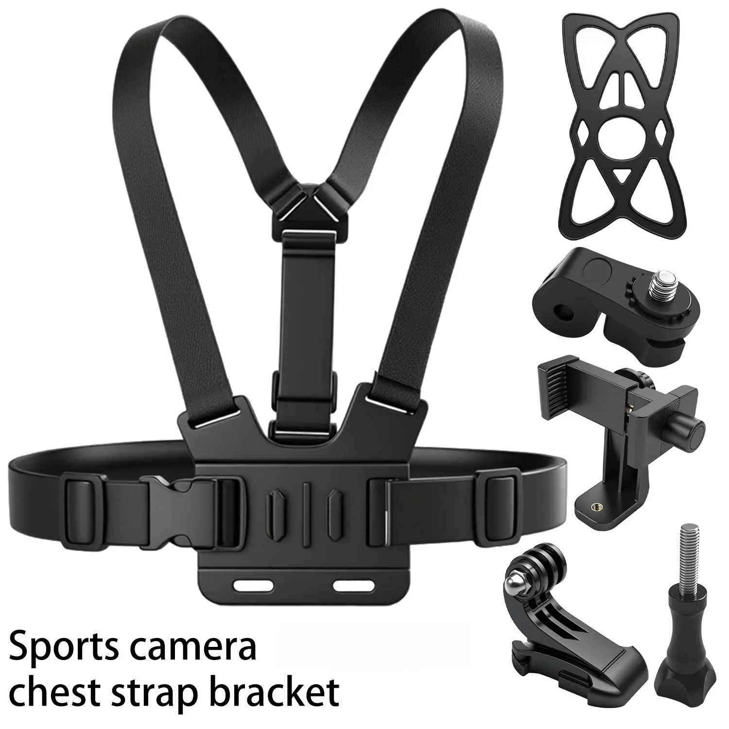 Harnais de poitrine pour caméra d'action, lot de 6 pièces avec clips de fixation