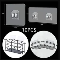 10pcs Transparent Self-Adhesive Hook Hanger Wall Storage Rack Fixing Patch Strong No-Punch Snaps For Kitchen Bathroom Gadgets 1