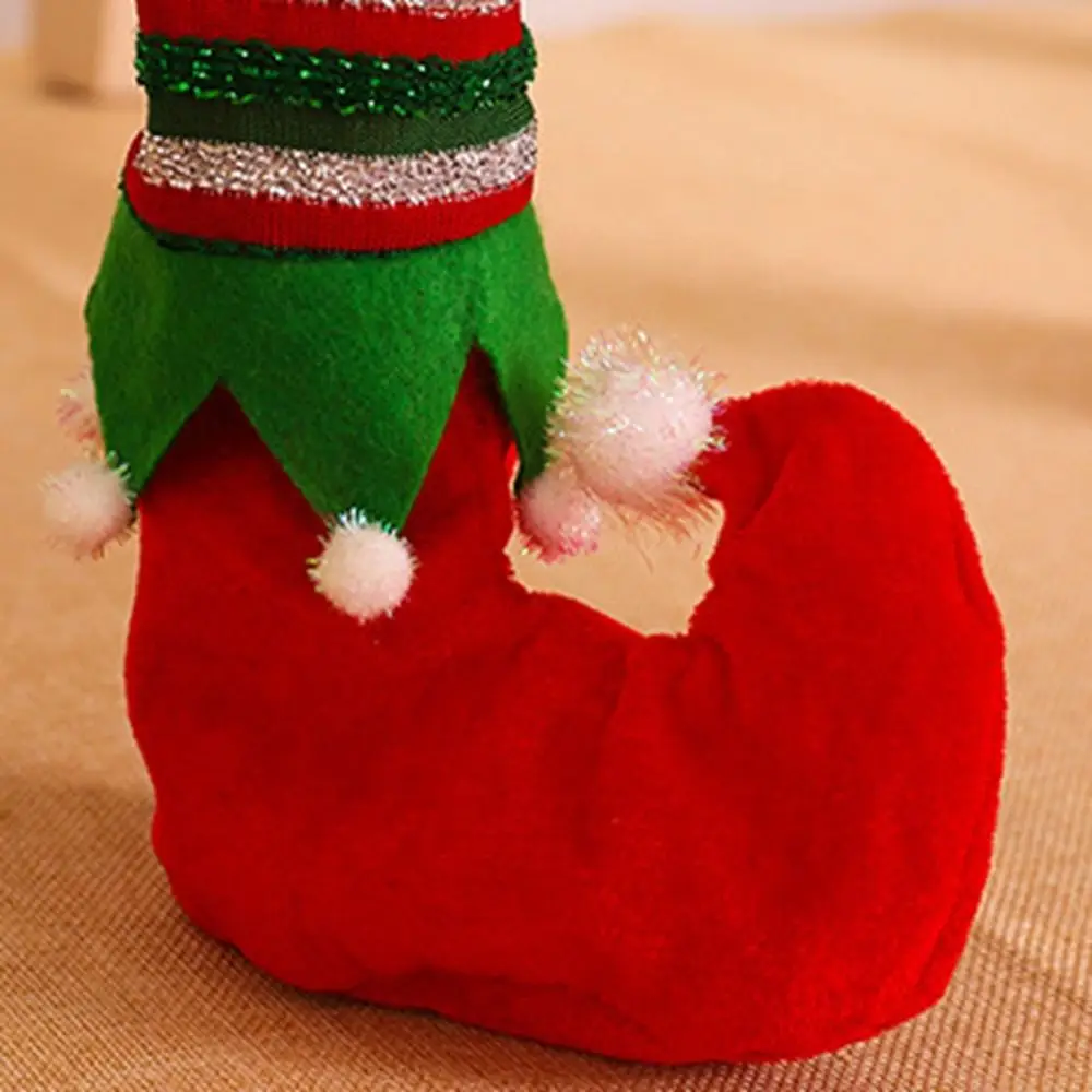 4Pcs Stripe Chair Leg Floor Protector Patchwork Non-slip Christmas Chair Feet Cover Reduce Noise Wear-resistant