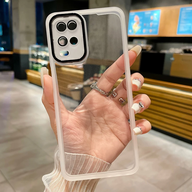 Translucent Soft TPU Phone Case with Lens Protection - Solid Color Design