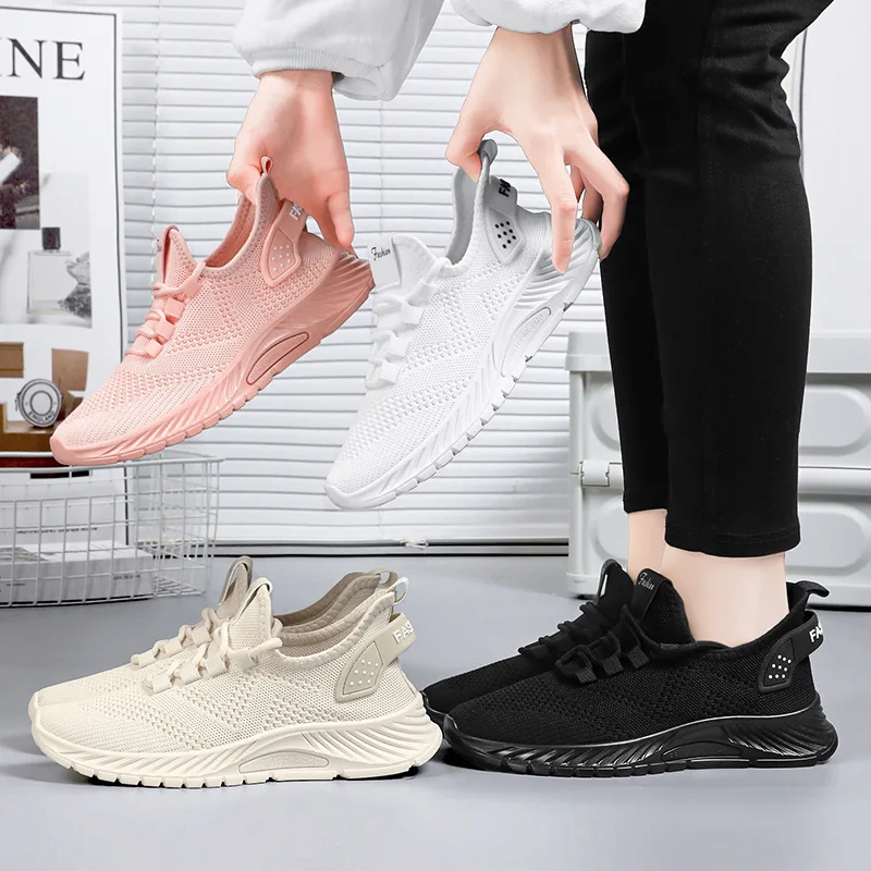 Spring New Women Casual Shoes Mesh Breathable Female Walking Shoes Comfortable Lightweight Ladies Sneakers Lace Up Flats Shoes