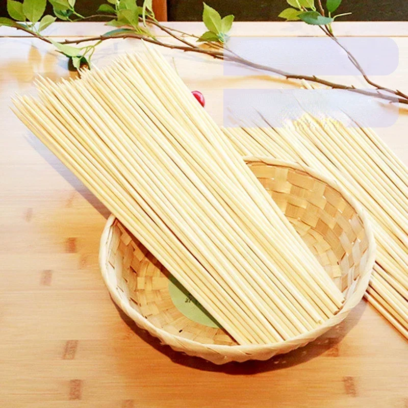 100pcs Bamboo Wooden BBQ Skewers Food Bamboo Meat Tool Barbecue Party Disposable Long Sticks Catering Grill Camping