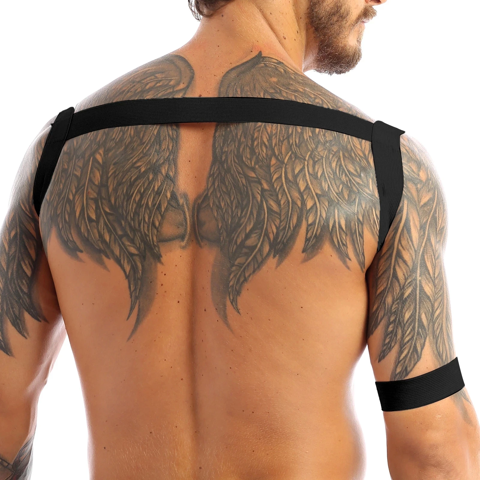Mens Leather Harness Elastic Band Harness Men Sexy Tank Hollow Chest Bandage Harness Gay BDDSM Erotic Muscle Gothic Fetish Sex