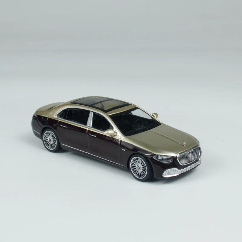 MINIGT 1:64 메르세데스 마이바흐 S680 골드/다크 레드 메탈릭 MGT 합금 자동차 모델 962