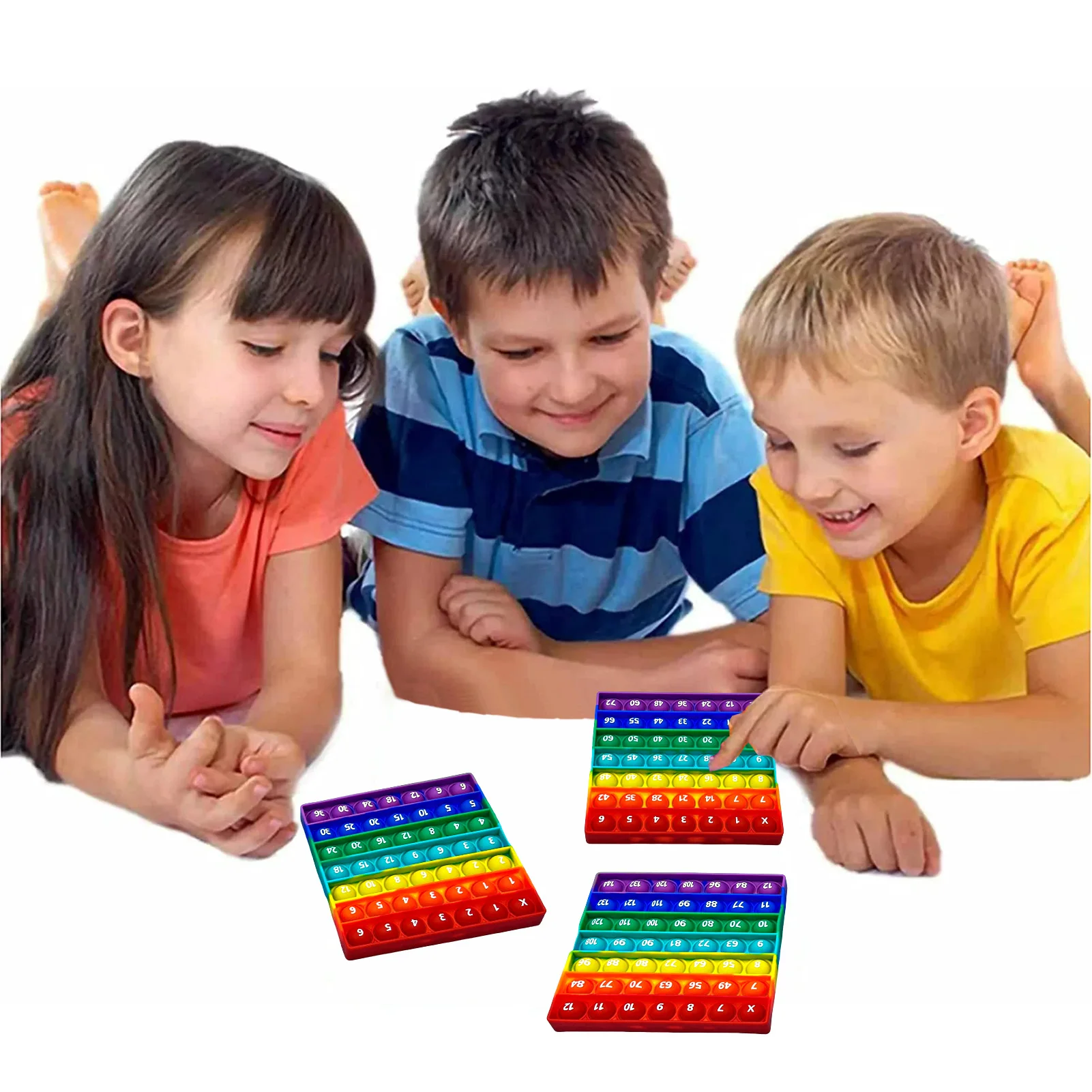 3pcs/Set 12x12 Multiplication Game Pop Toys, Help Kids Learn Math Easy Medium Hard Training Educational Fidget Toys