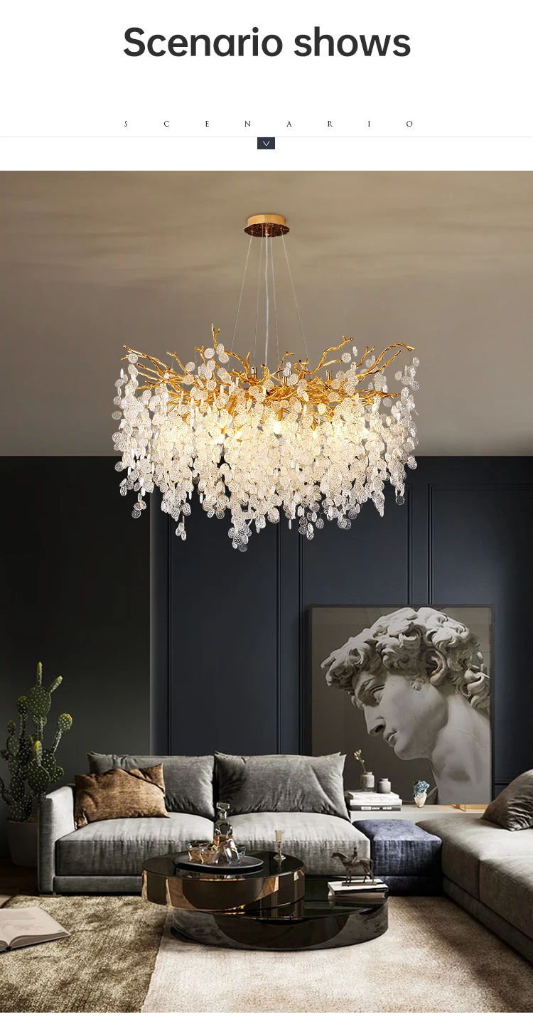 Gold Money Tree Branch Design Crystal Chandelier | Luxury Chandelier | Chandelier Home Decor