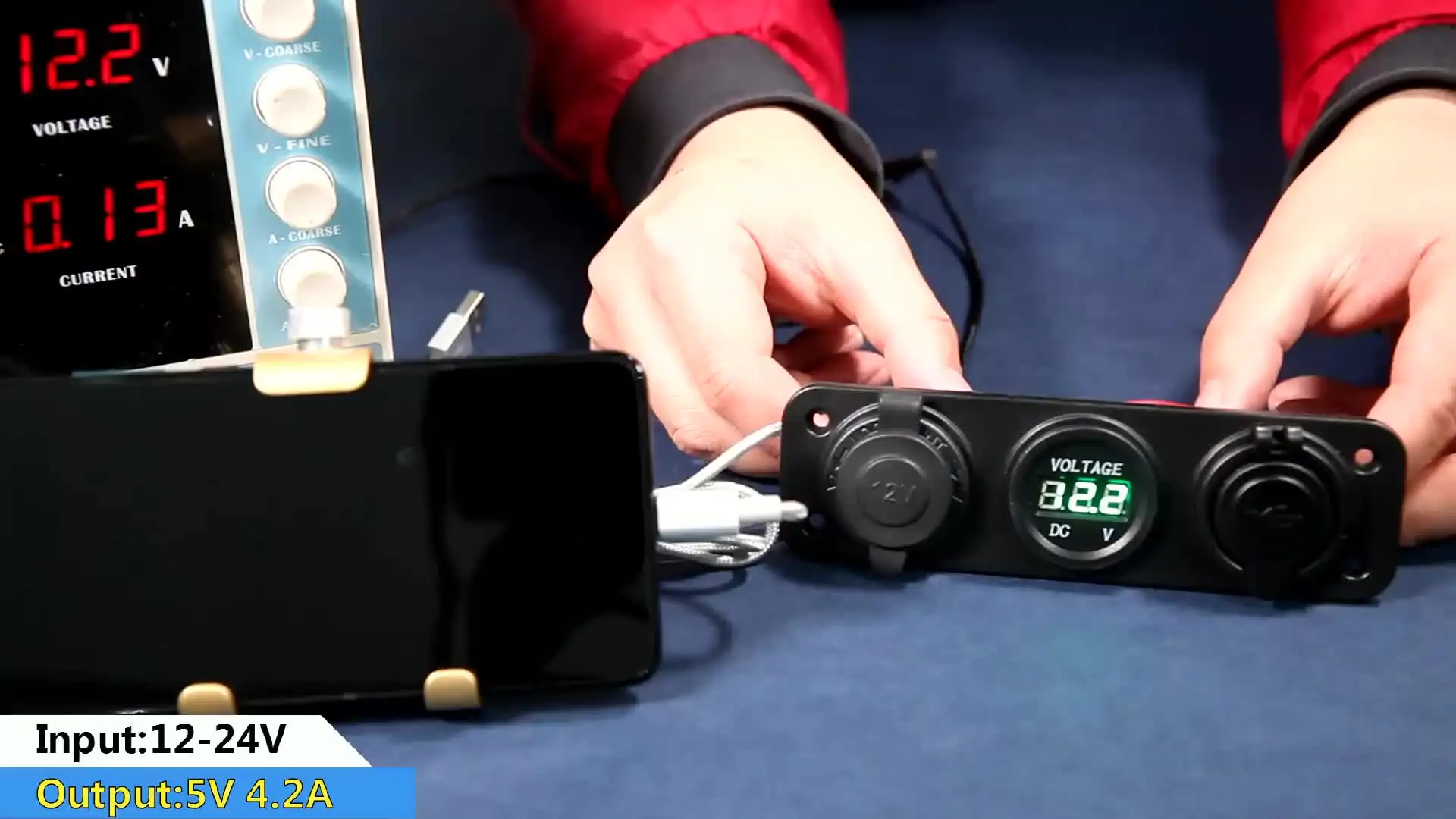 Автомобильное зарядное устройство с двумя USB-портами 4 2 А и светодиодным цифровым
