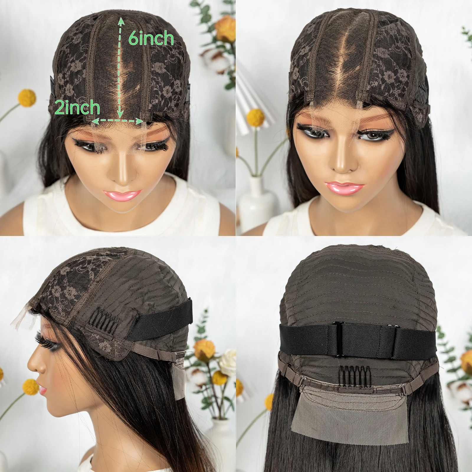 Double Drawn 16A Vietnamese Hair 300% Density Straight Human Hair Wig 2x6 Real HD Lace Closure Frontal Human Wig Ombre Color Wig