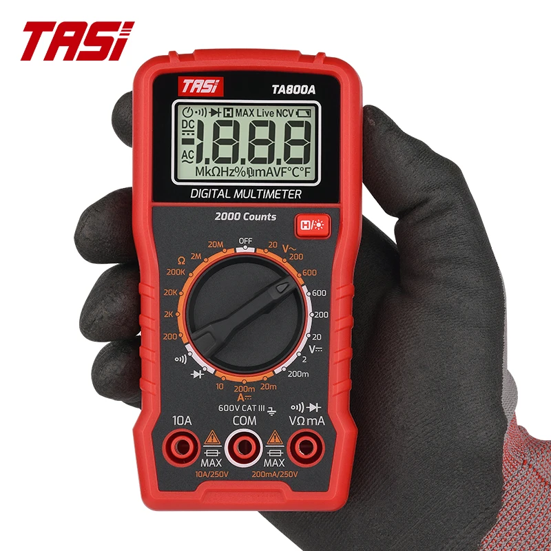 TASI TA800A Digital Multimeter With Data Hold Function For Test DC AC Resistance High Precise HD Backlight Meter Voltag Tester