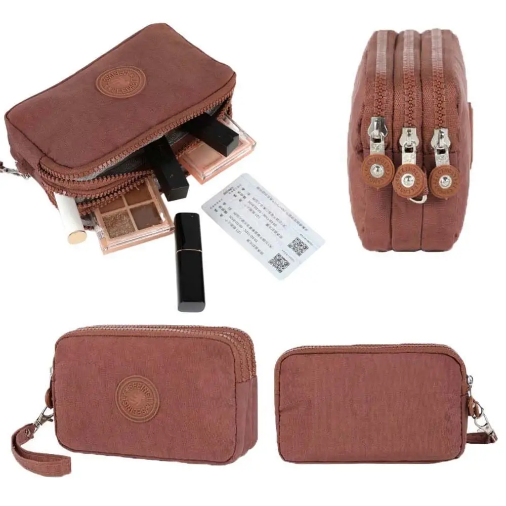 

Короткий кошелек для монет на молнии с надписью, портативный водонепроницаемый нейлоновый трехслойный кошелек, сумка для хранения, женская простая сумка для денег, шоппинг