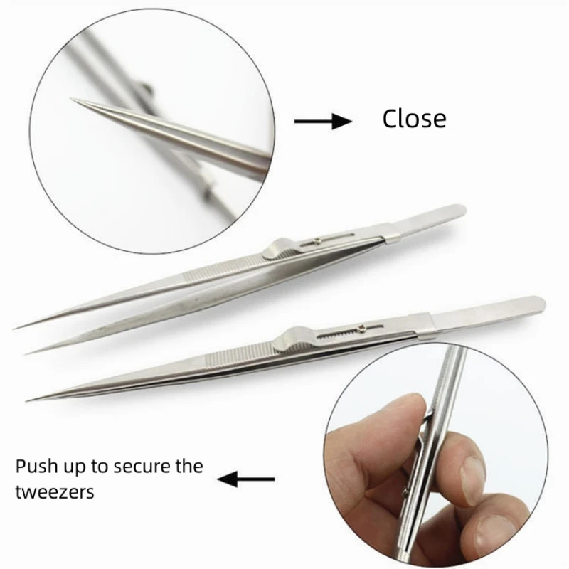 Repairing Professional Stainless Steel Tweezers Jewelry Fixed lock DIY Diamond Gem Jewelry Making Tools Multipurpose Clip