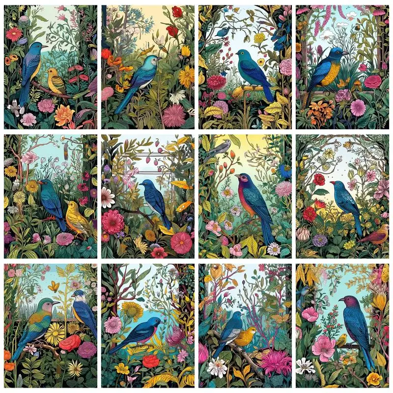 

RUOPOTY Diy Paint By Numbers The Thrushbird And Flowers Acrylic Paint By Numbers On Canvas Landscape With Framed Home Decor