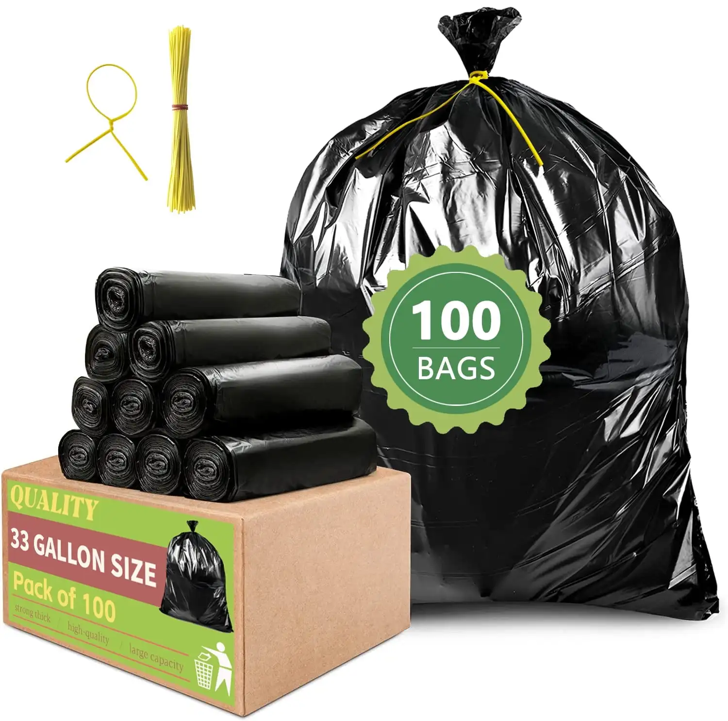 Heavy Duty 33 Gallon High Density Trash Bags