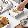 European Stainless Steel Tissue Box Brass Ginkgo Leaf Decor Hotel Table Napkin Holder Afternoon Tea Desktop Tissue Organizer 2