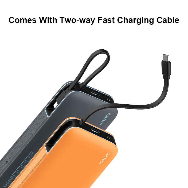 CUKTECH Built In Cable Power Bank 20000mAh 55W Max USB C 2-Way Fast Charging For Macbook Pro iPhone 15 Xiaomi 3