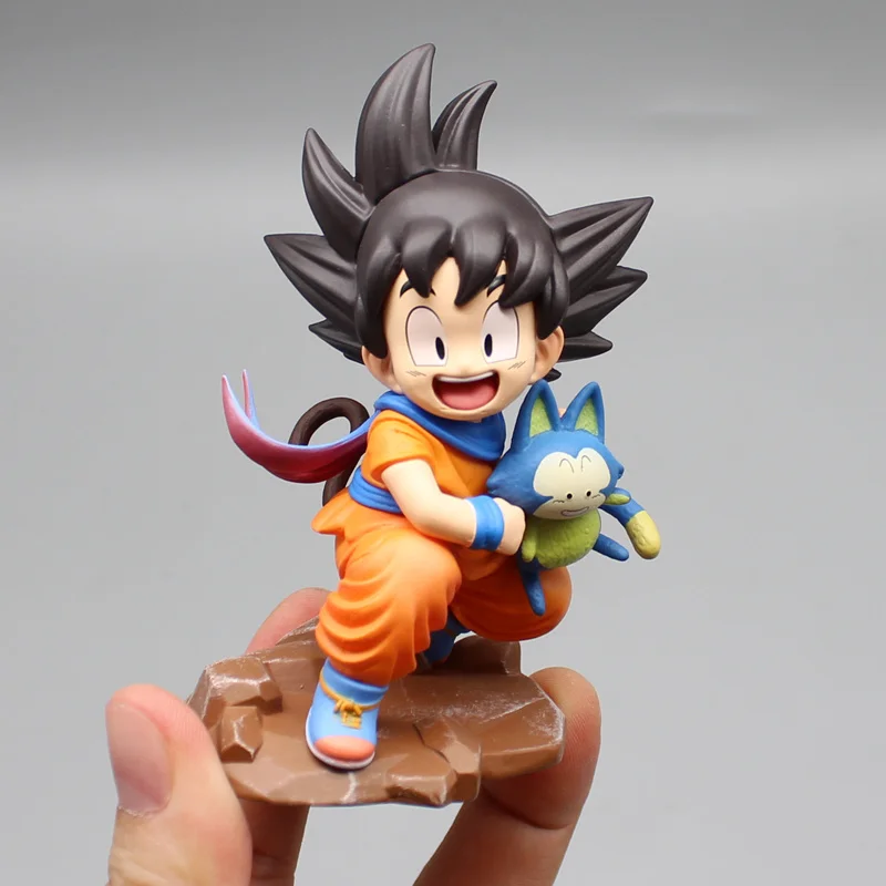 9cm Dragon Ball Gk Childhood Son Goku Anime Figures Embrace Poole Attendant Kawaii Model Statue Desktop Decoration Kids Toy Gift - Bilde 5