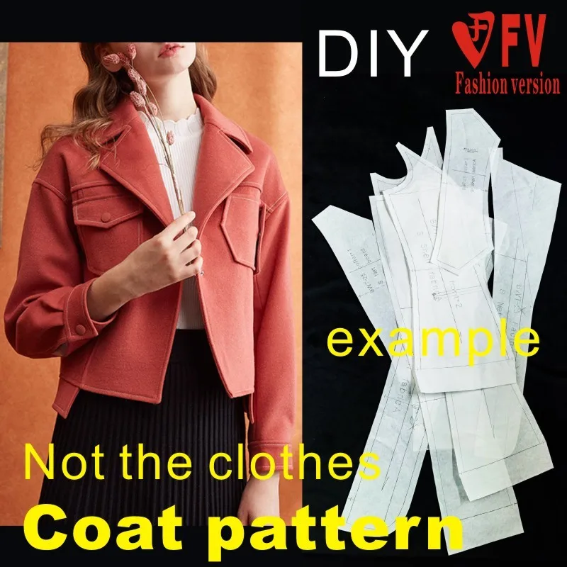 Ladies Falling Shoulder Short Denim Jacket Coat Pattern 1:1