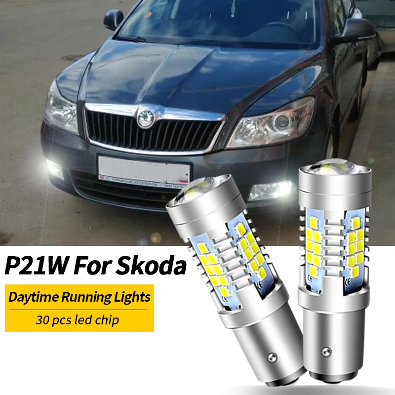 

2Pcs 3600LM Canbus P21W 1156 BA15S LED Bulb For Skoda Superb Octavia 2 FL 2010 2011 2012 2013 LED Daytime Running Light DRL Lamp