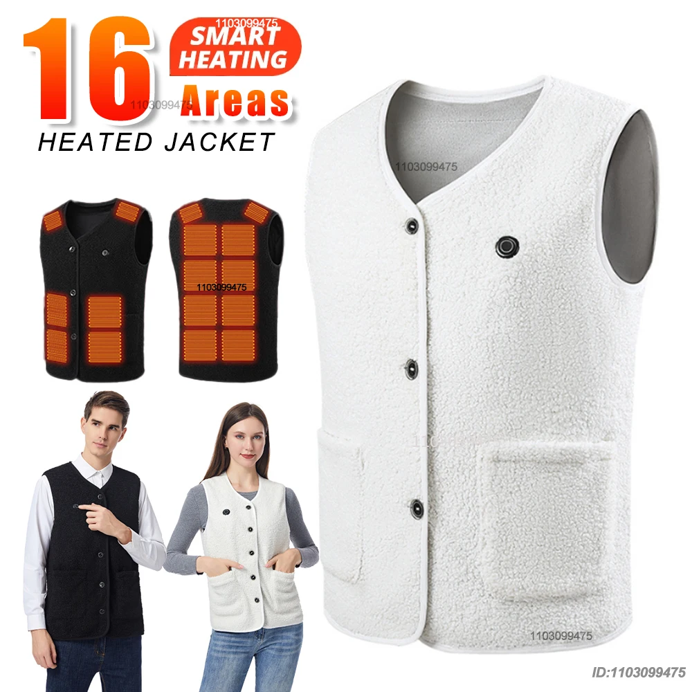Veste chauffante USB 16 zones pour pêche hivernale homme femme chauffage lavable ski randonnée