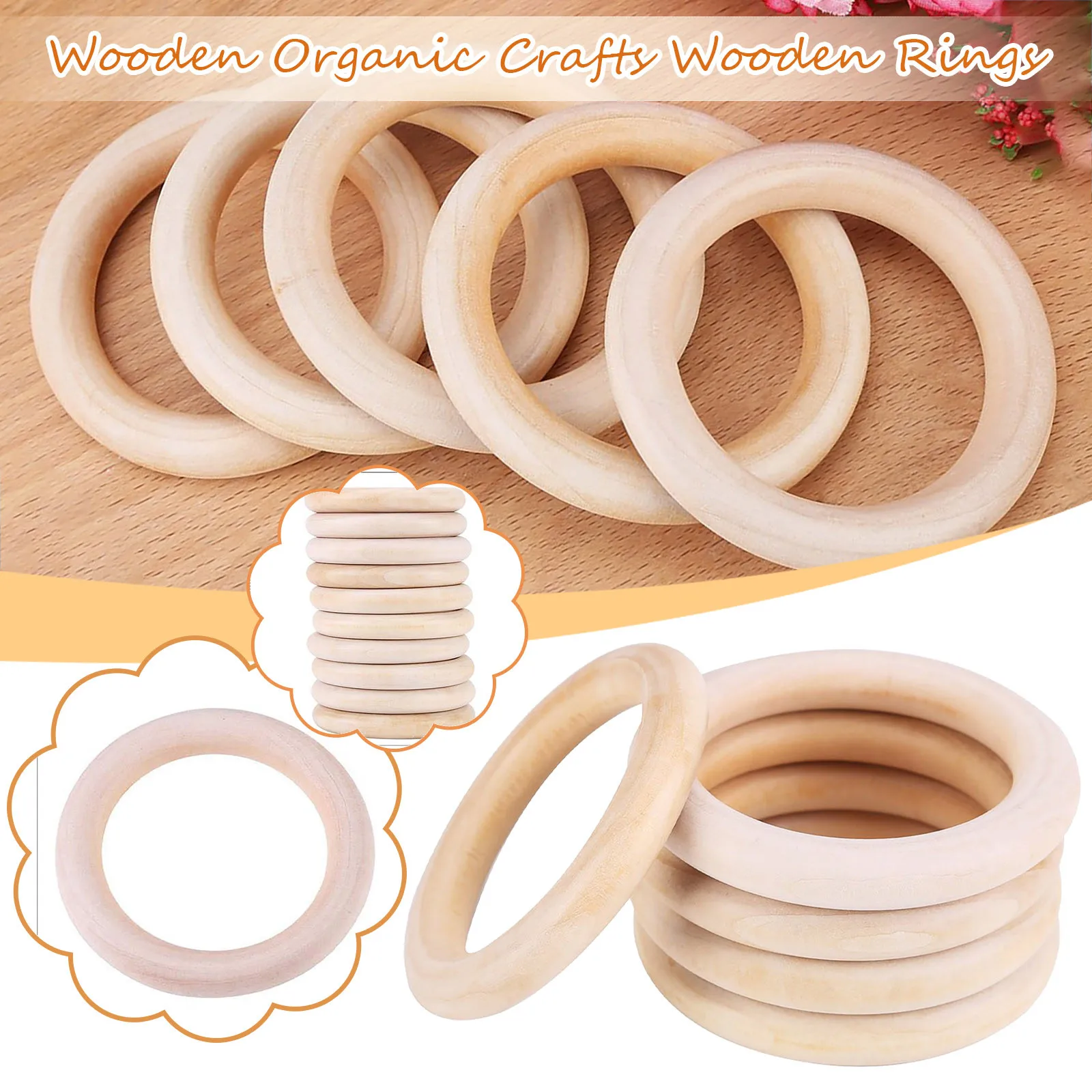 Rings Connectors Natural Crafts DIY Wooden 70mm Circles 10PC Home DIY Craft Table Foldable