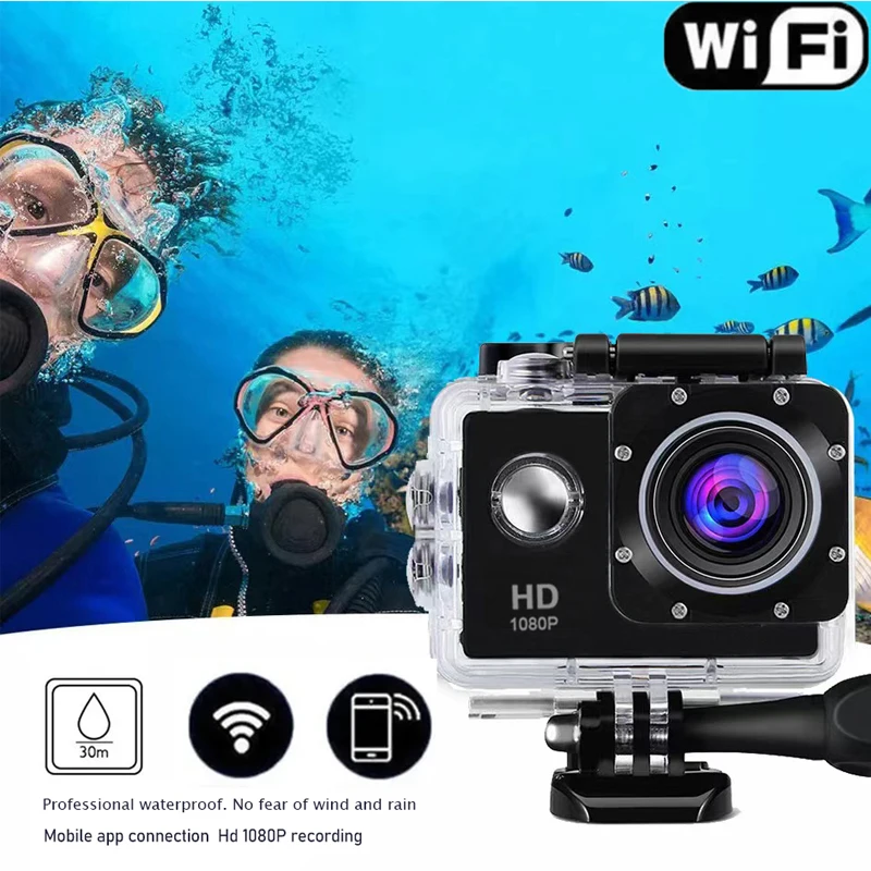 Mini WiFi Sports Camera HD1080P ultra HD waterproof recorder can record wide Angle underwater outdoor sports camera CAM