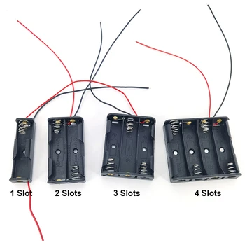 전원 배터리 보관 케이스 박스 거치대, 리드 h 포함, 1 2 3 4 슬롯 포트, AA 2AA 3AA 4AA 1.5v 3v 4.5v 6v 크기, 3Xaa 2xaa aa, 5 개