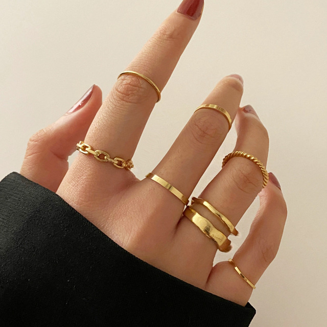 Bohemian Pearl Heart Butterfly Rings Set for Women Girls Simple Chain Finger Tail Rings NEW Bijoux Jewelry Gifts Ring Female