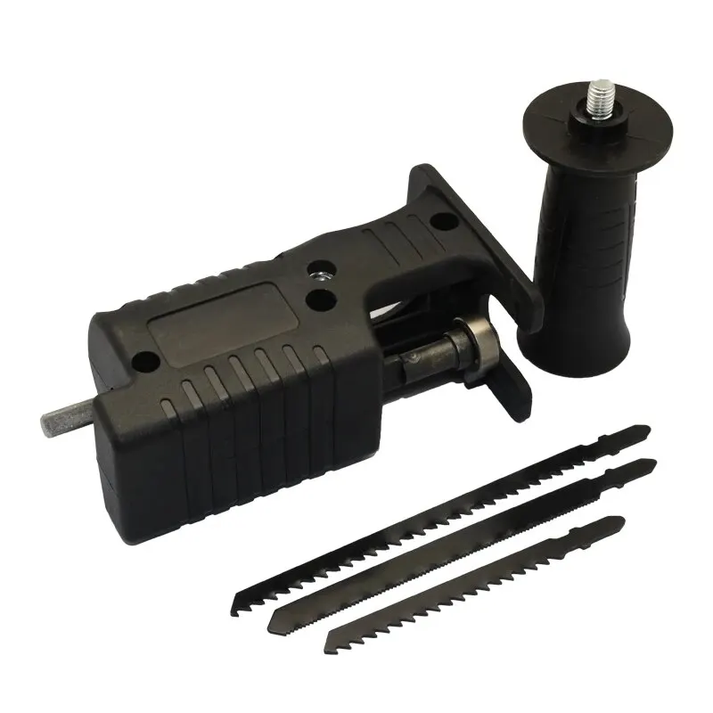 Reciprocating saw adapter for wood metal cutting portable electric drill modified tool attachment 3 saw blades