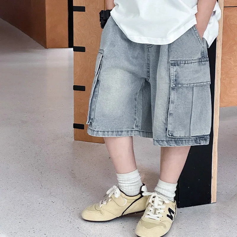 2026 1pc Boys Denim Shorts Summer Casual Five Point Pants Korean Style Versatile Cargo Pants For Daily Wear short pants for boys 3