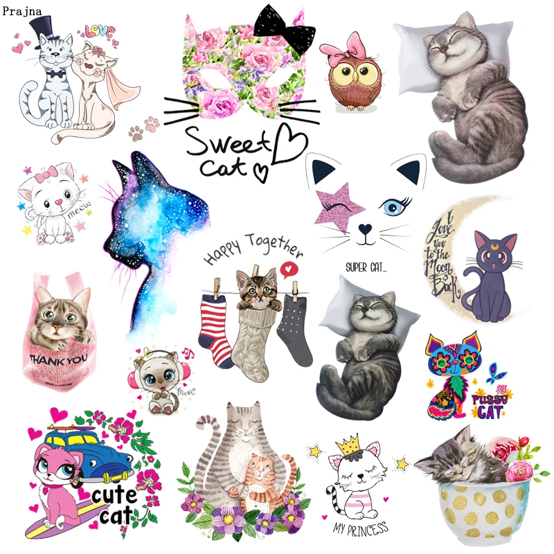 Dtf Transfers Ready To Press - 30Pcs Funny Cat Iron On Transfers For