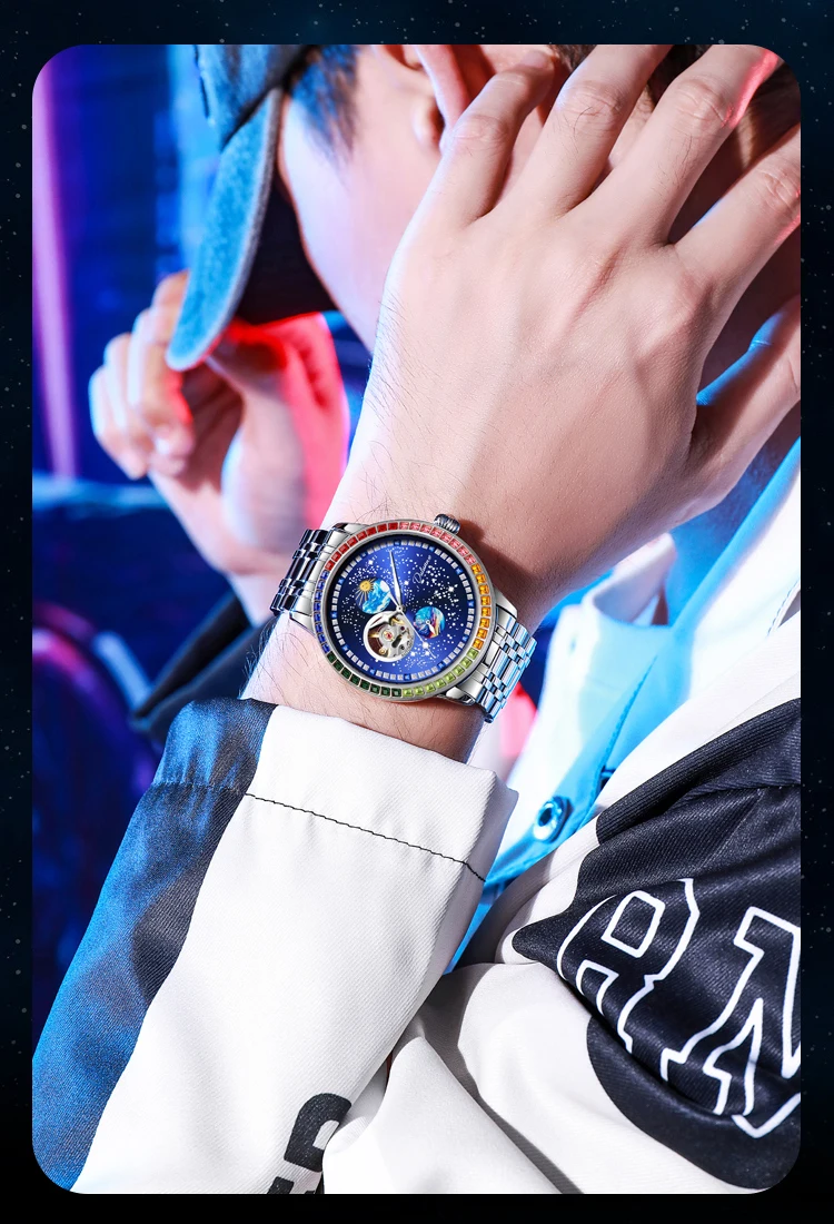 Orologio da polso meccanico automatico di alta qualità, casual, impermeabile, militare, luminoso, con fasi lunari, in acciaio inossidabile, da uomo_voghion.com