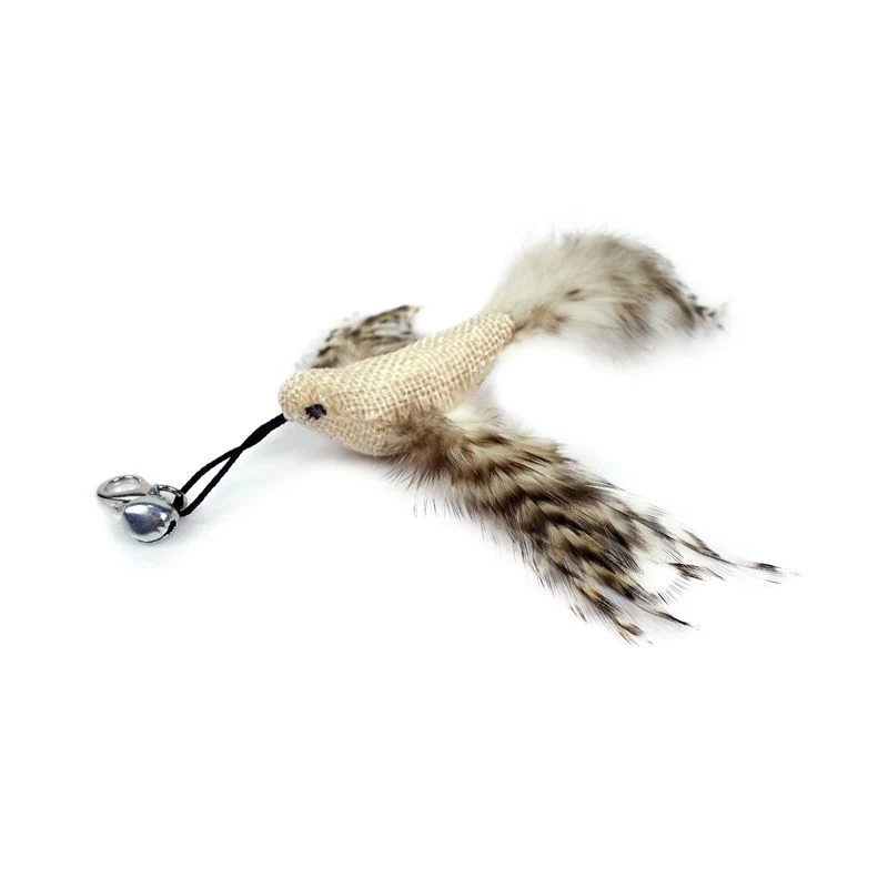 

Interactive Cat Toy Feather Bird With Bell Cat Stick Replacement Head Accessories Simulation Bird Kitten Playing Teaser Wand Toy