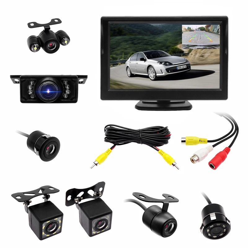 

Car Universal 5 Inch High Definition TFT LCD Screen Monitor With One Reversing Parking Optional Waterproof Rearview Camera