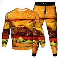 Hamburger Cucumber 3D Print Men's Sportswear Set Casual Long-Sleeved T Shirt Pants 2-Piece Set Oversized Pullover Men Clothing 1