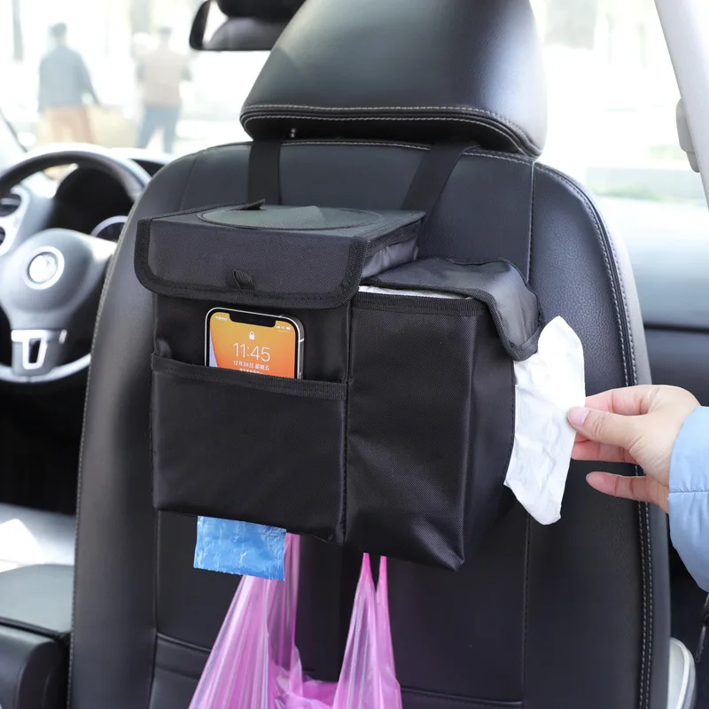 Car Multifunctional Trash Can Tissue Box Car Trunk Hanging Foldable