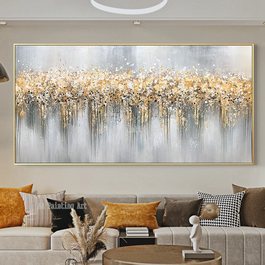 

Home Wall Decoration Gold Foil Textured Abstract Acrylic Canvas Oil Painting Living Room Decor Art Unframed Pieces Artwork