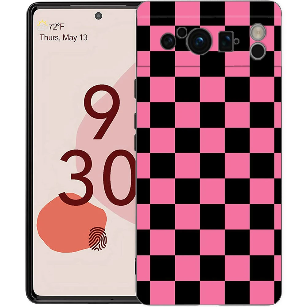 Elegant Checkerboard Chess Board Design Soft Black TPU Phone Case - Luxury Back Cover