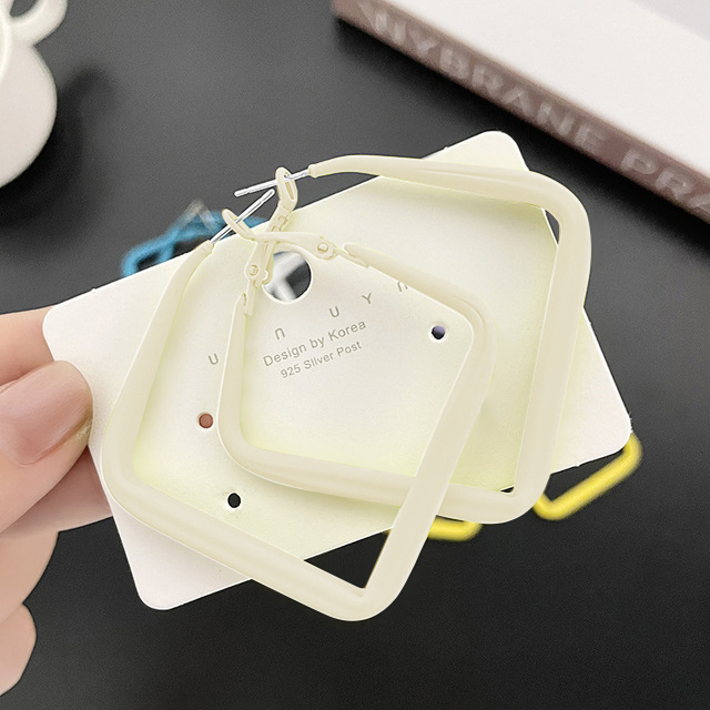 New Trendy Oversize Geometric Big Hoop Earrings For Women Nicaron Color Exaggerated Large Square Earrings Punk Jewelry