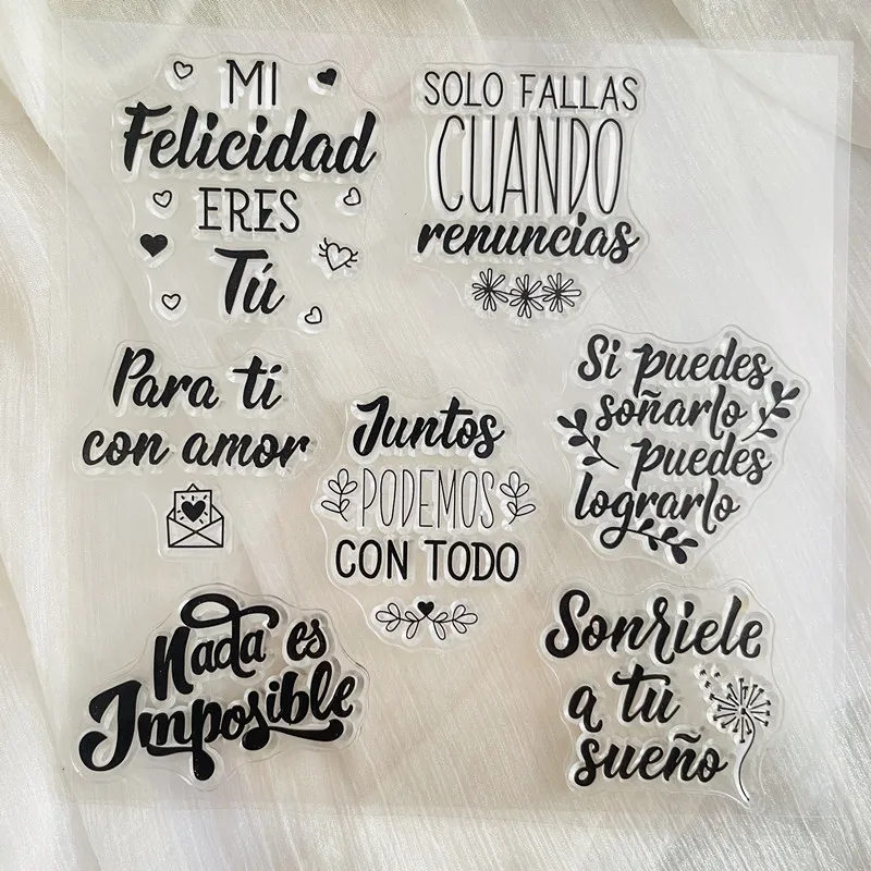 newspanishworddailyphraseClearStampTransparentSiliconeStampSealSheetForScrapbooking