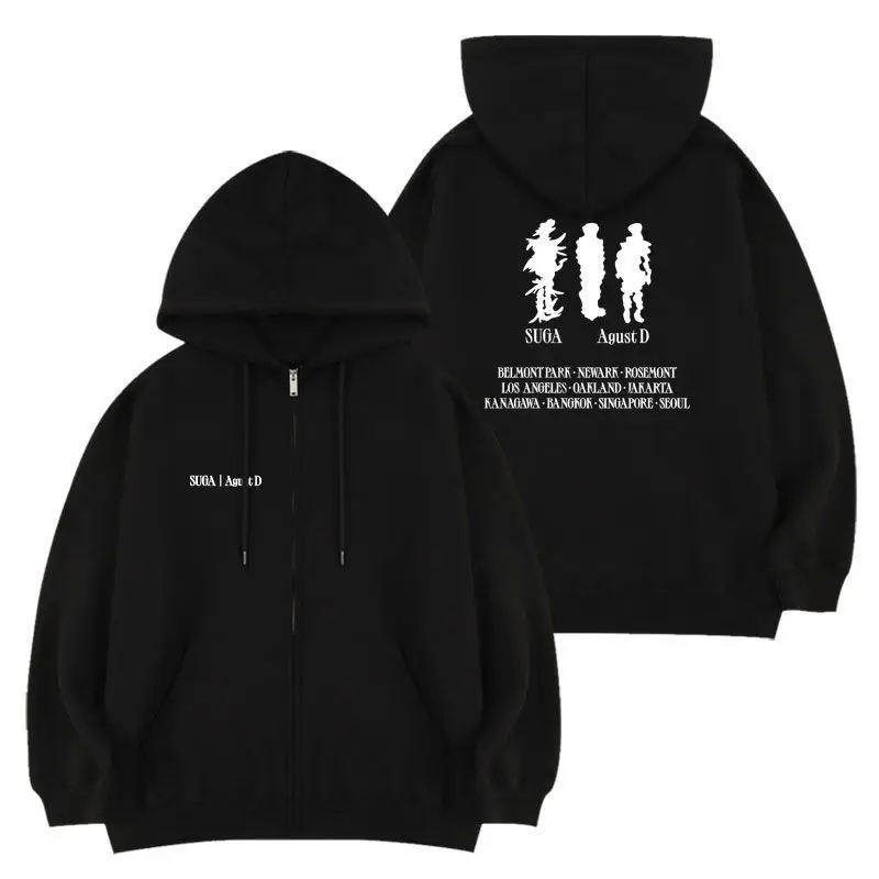 

Korean Fashion Kpop Agust D D-DAY Streetwear Casual Sport Sweatshirt Hoodie Spring New Loose Pullover Hoodie Zipper Jacket Coat