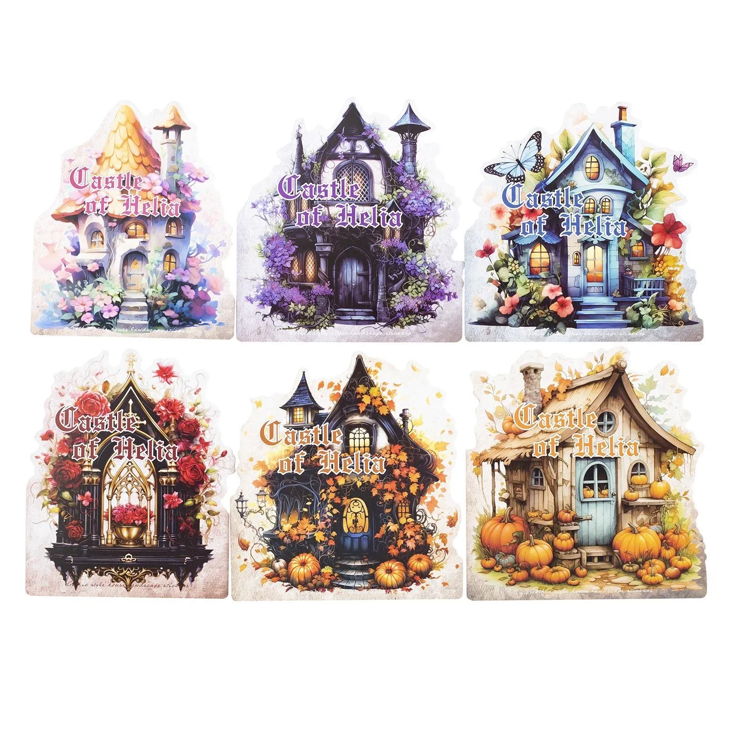 10 teile/beutel Haustier Aufkleber gotischen Stil Burgen von Helia Hexe Halloween Elemente DIY dekorative Handbuch Sammelalbum Materialien