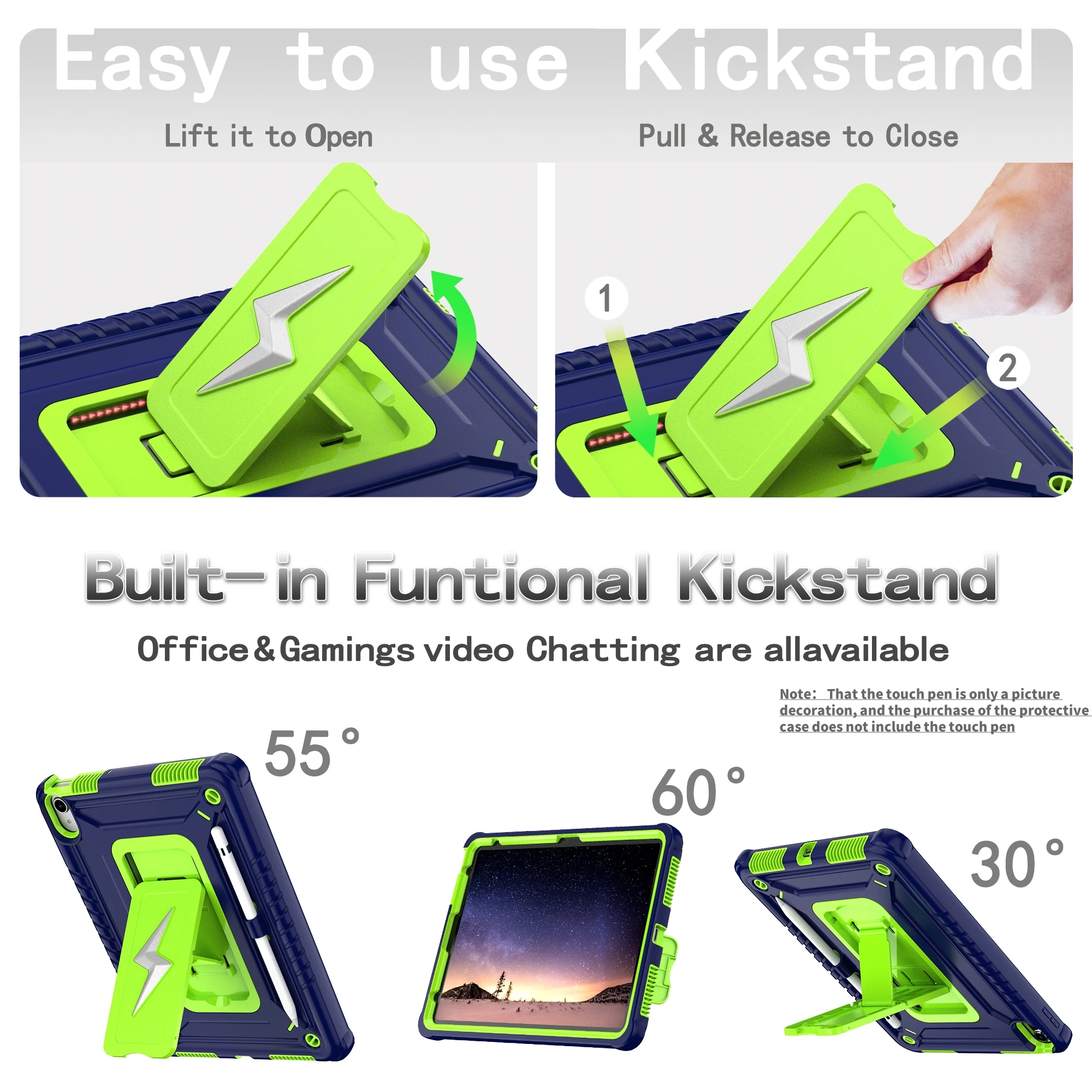 Heavy Duty Shockproof Tablet Case with Kickstand and Shoulder Strap