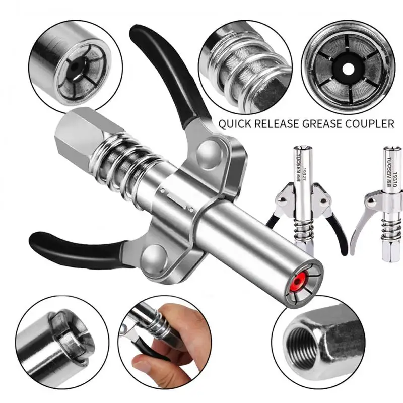 

Grease Coupler Heavy-Duty Quick Release Grease Oil Gun Coupler NPTI/8 10000PSI Two Press Easy To Push Accessories Repair Tool