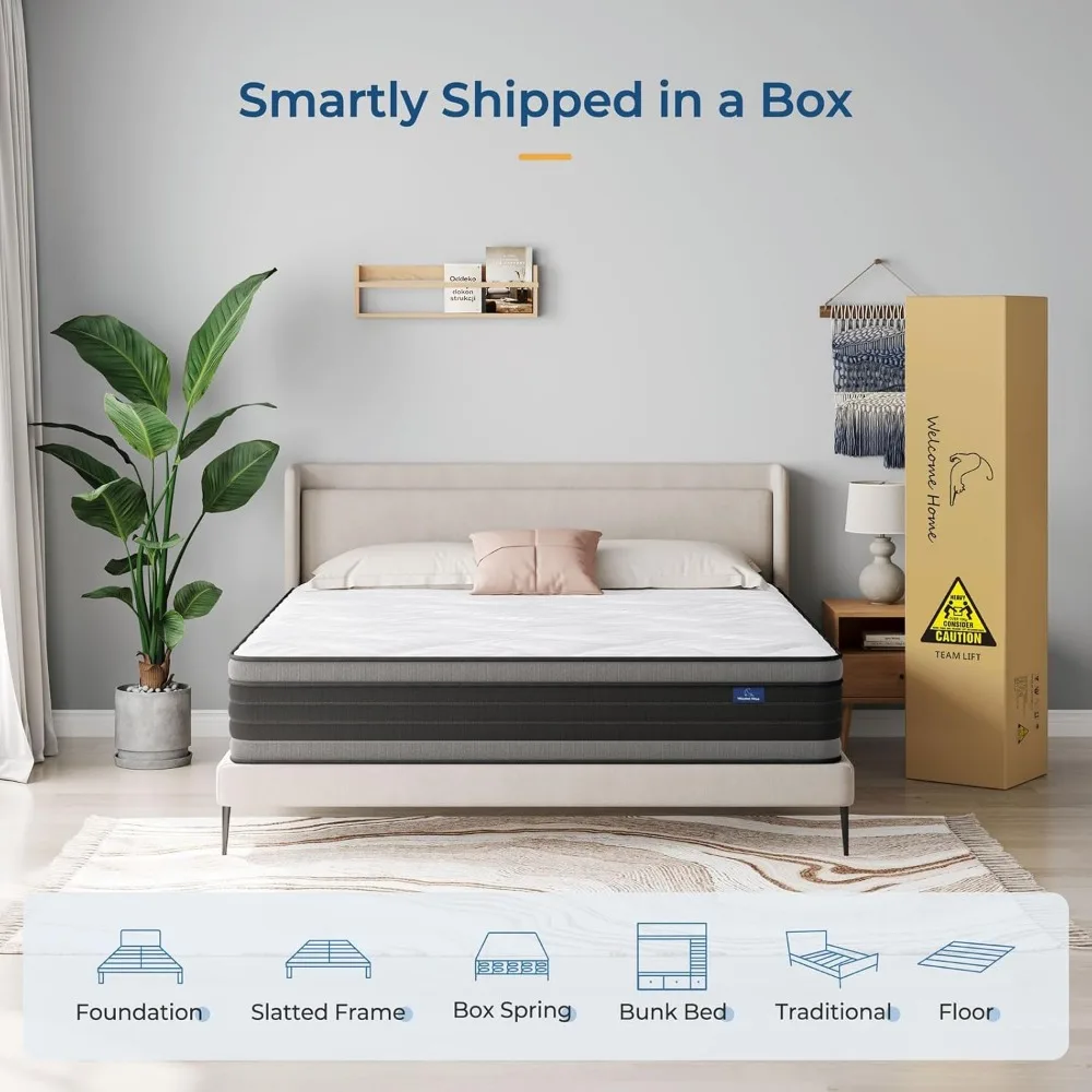 Mattress, 10 Inch Hybrid Twin Size Mattress with Memory Foam and Individually Pocket Spring, Pressure Relief & Support 6