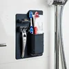 Silicone Toiletery Organizer Waterproof Toothbrush Holder with Mirror Razor Holder Designed for Shower and Bathroom 4
